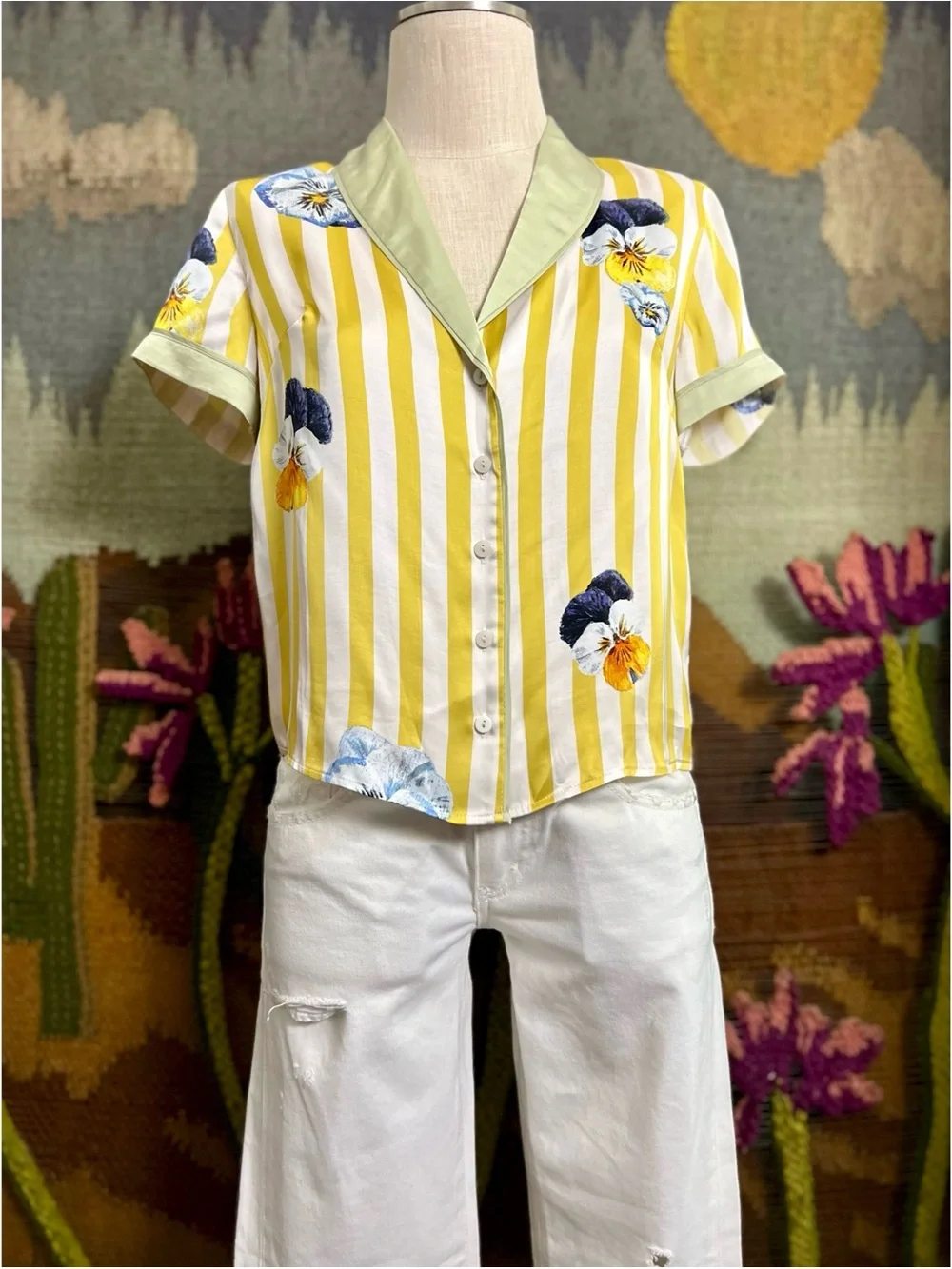 Anthropologie Lyrebird Pajama Shirt XXS